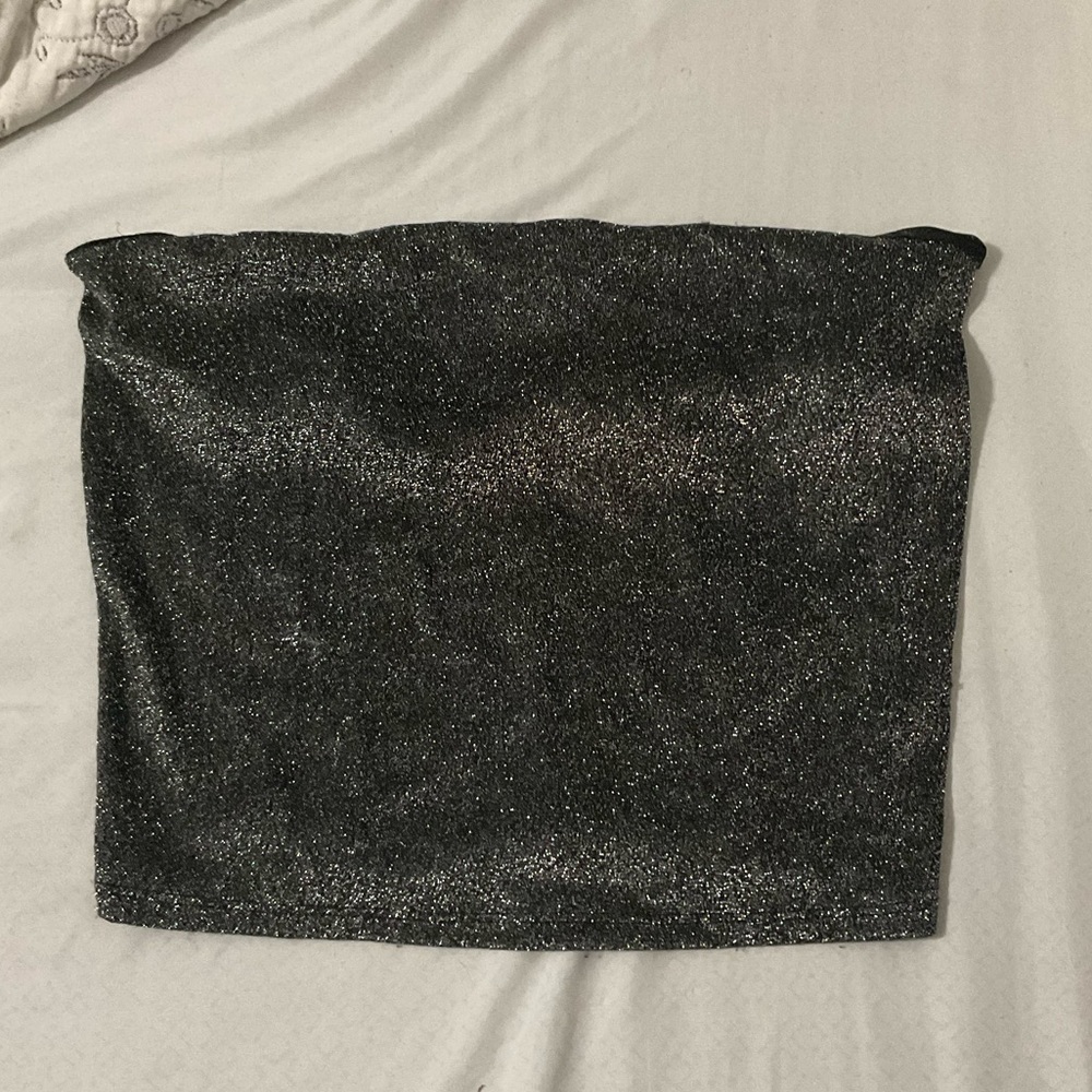 Black silver sparkle tube top